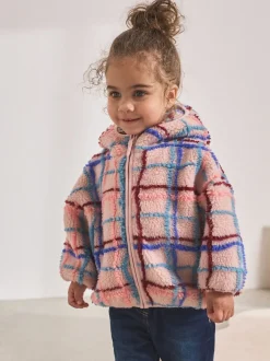 Jassen, Jacks En Kinderwagenpakjes|Jassen En Jacks|Next - Fleece met ritssluiting (3mnd-7jr) Roze rasterprint
