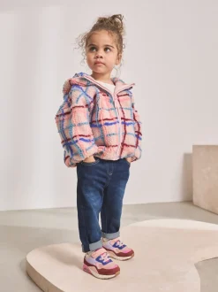 Jassen, Jacks En Kinderwagenpakjes|Jassen En Jacks|Next - Fleece met ritssluiting (3mnd-7jr) Roze rasterprint