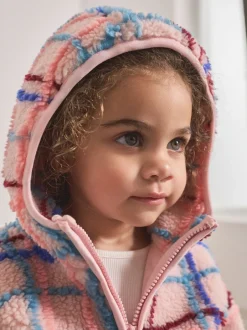 Jassen, Jacks En Kinderwagenpakjes|Jassen En Jacks|Next - Fleece met ritssluiting (3mnd-7jr) Roze rasterprint