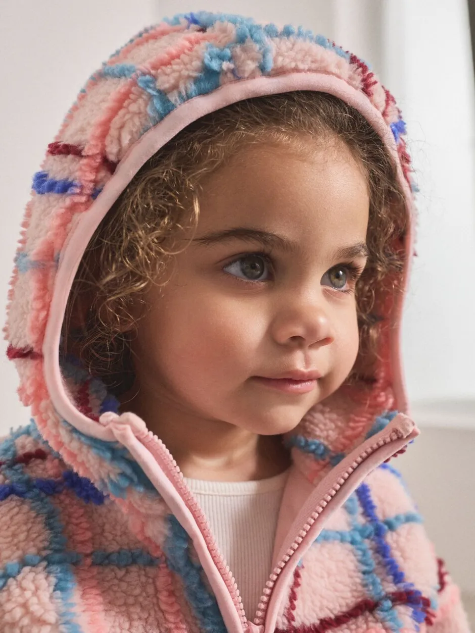 Jassen, Jacks En Kinderwagenpakjes|Jassen En Jacks|Next - Fleece met ritssluiting (3mnd-7jr) Roze rasterprint