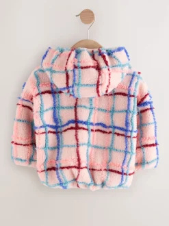 Jassen, Jacks En Kinderwagenpakjes|Jassen En Jacks|Next - Fleece met ritssluiting (3mnd-7jr) Roze rasterprint