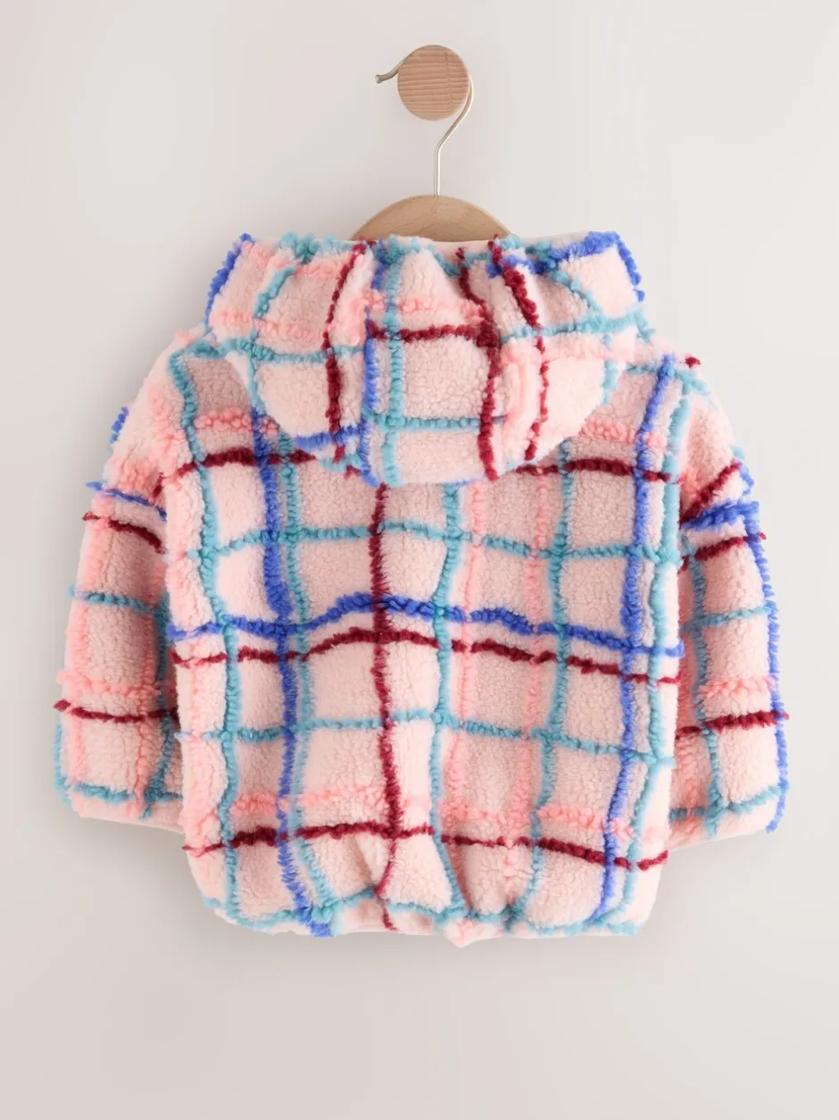 Jassen, Jacks En Kinderwagenpakjes|Jassen En Jacks|Next - Fleece met ritssluiting (3mnd-7jr) Roze rasterprint
