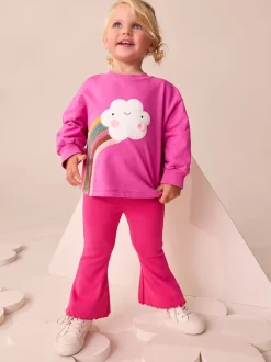 Tops|Next Roze regenboog met wolk en figuurtje - T-shirt met lange mouwen (3 mnd-7 jr)