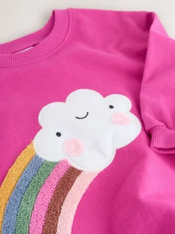 Tops|Next Roze regenboog met wolk en figuurtje - T-shirt met lange mouwen (3 mnd-7 jr)