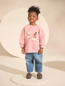 Sweaters En Hoody´S|Next Roze sprookjesfiguren - Sweatshirt met ronde hals (3 mnd-7 jr)