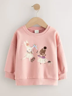 Sweaters En Hoody´S|Next Roze sprookjesfiguren - Sweatshirt met ronde hals (3 mnd-7 jr)