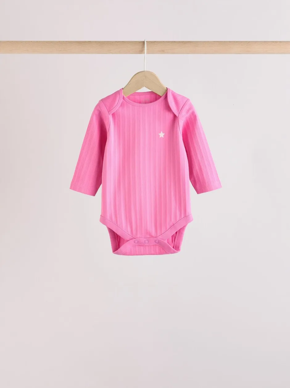 Rompertjes En Hemdjes*Next Roze ster - Set van 5 babyrompertjes met lange mouwen