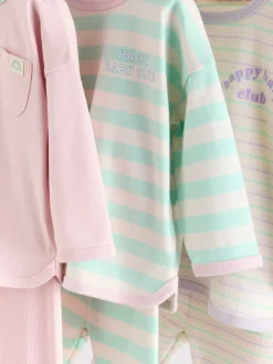 Tops|Sets En Outfits|Next Roze streep - 6 -delige set van top met lange mouwen en leggings (0mnd -3jr)