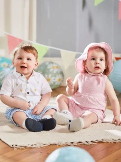 Tuinbroeken*Jojo Maman Bébé - - Gestreepte seersucker tuinbroek Roze streep