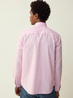 Shirts|Next Roze streep - Strijkvrij Oxford overhemd met knopen