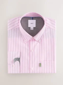 Shirts|Next Roze streep - Strijkvrij Oxford overhemd met knopen