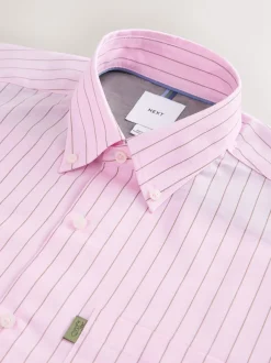 Shirts|Next Roze streep - Strijkvrij Oxford overhemd met knopen