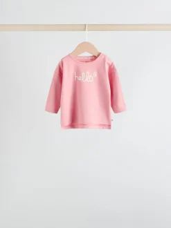 Tops|Tops*Next Roze Strepen/Slogan - Verpakking van 4 Baby Tops met Lange mouwen (0mnd -2jr)