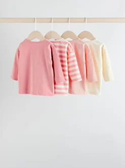 Tops|Tops*Next Roze Strepen/Slogan - Verpakking van 4 Baby Tops met Lange mouwen (0mnd -2jr)
