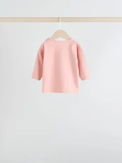 Tops|Tops*Next Roze Strepen/Slogan - Verpakking van 4 Baby Tops met Lange mouwen (0mnd -2jr)