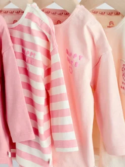 Tops|Tops*Next Roze Strepen/Slogan - Verpakking van 4 Baby Tops met Lange mouwen (0mnd -2jr)