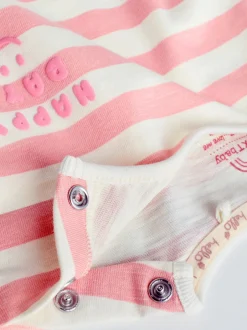 Tops|Tops*Next Roze Strepen/Slogan - Verpakking van 4 Baby Tops met Lange mouwen (0mnd -2jr)