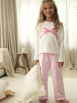 Nachtkleding En Pyjama's|Pyjama's*Next Roze strik met strepen - Geweven pyjama (9mnd-16jr)