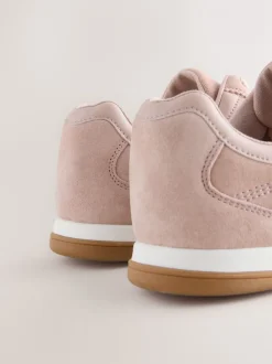 Sneakers|Next Roze suède - Leather Stitch Panel Detail Lace Up Trainers