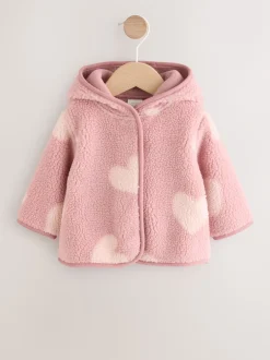 Jassen, Jacks En Kinderwagenpakjes|Jassen En Jacks|Next Roze ton-sur-ton hartprint - Borg Baby Jack (0mnd -2jr)