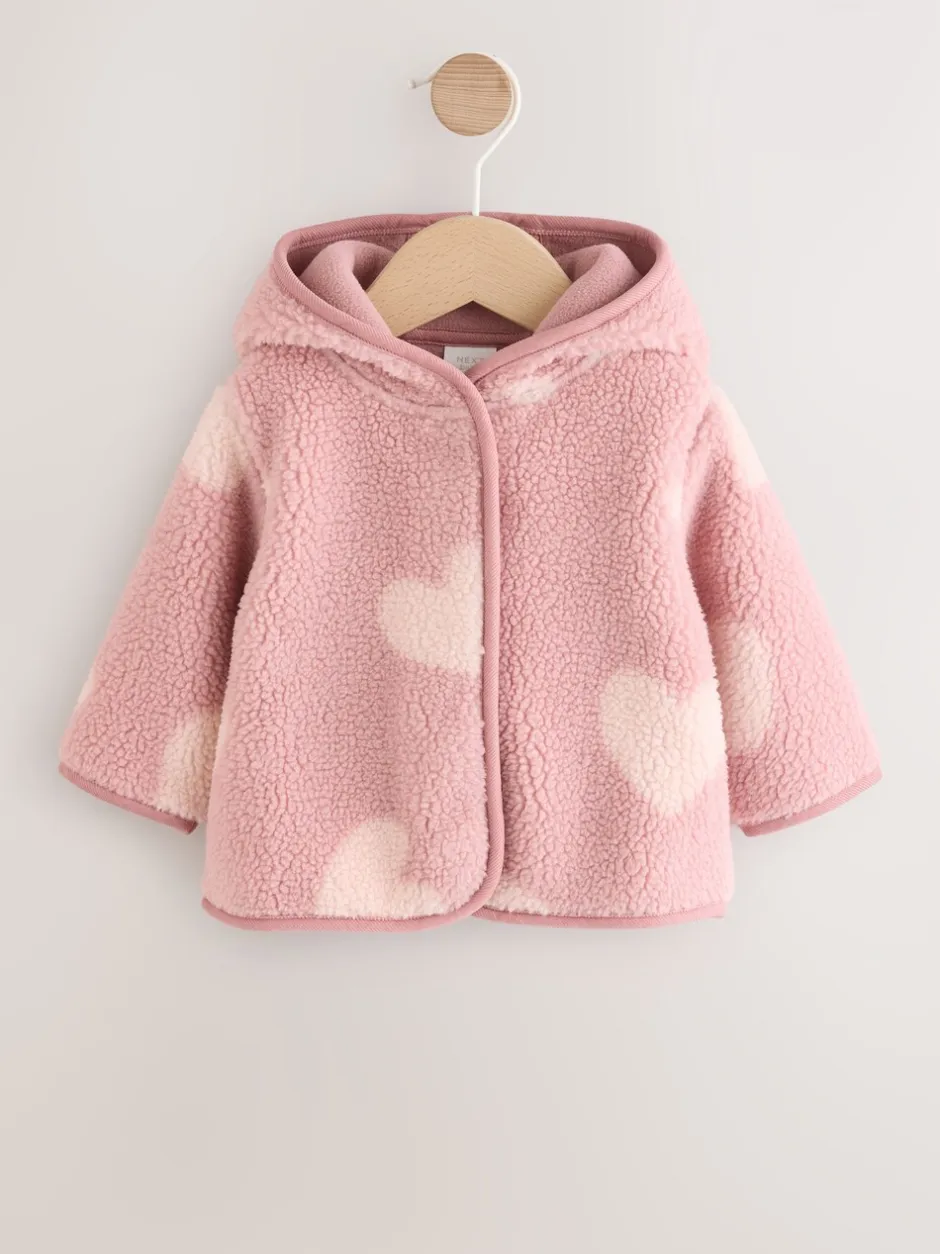 Jassen, Jacks En Kinderwagenpakjes|Jassen En Jacks|Next Roze ton-sur-ton hartprint - Borg Baby Jack (0mnd -2jr)