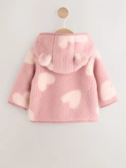 Jassen, Jacks En Kinderwagenpakjes|Jassen En Jacks|Next Roze ton-sur-ton hartprint - Borg Baby Jack (0mnd -2jr)