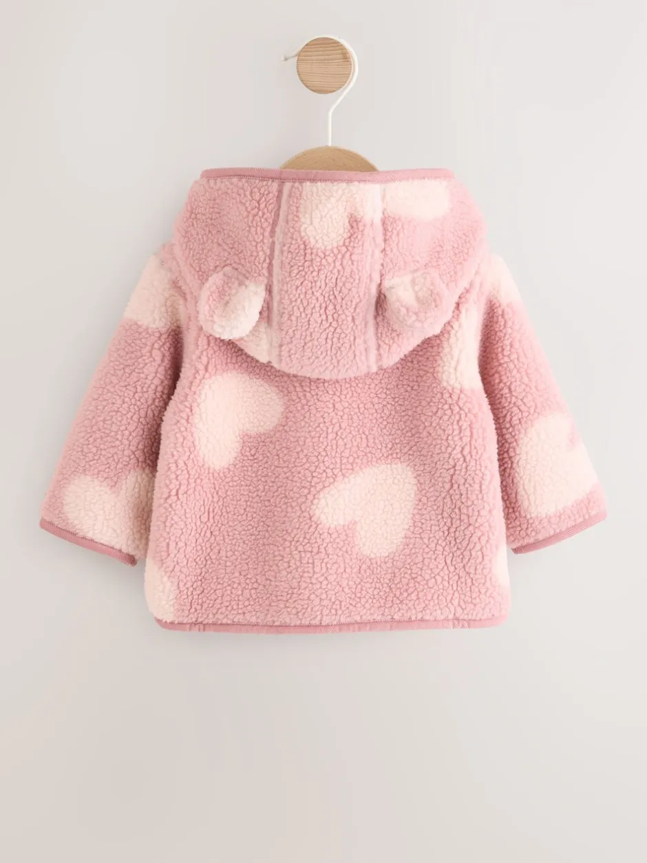 Jassen, Jacks En Kinderwagenpakjes|Jassen En Jacks|Next Roze ton-sur-ton hartprint - Borg Baby Jack (0mnd -2jr)