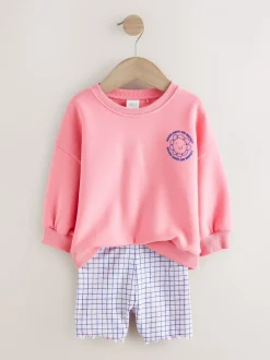 Shorts En Rokken*Next Roze zebraprint - Crew Neck Sweatshirt & Shorts Set (3mths-7yrs)