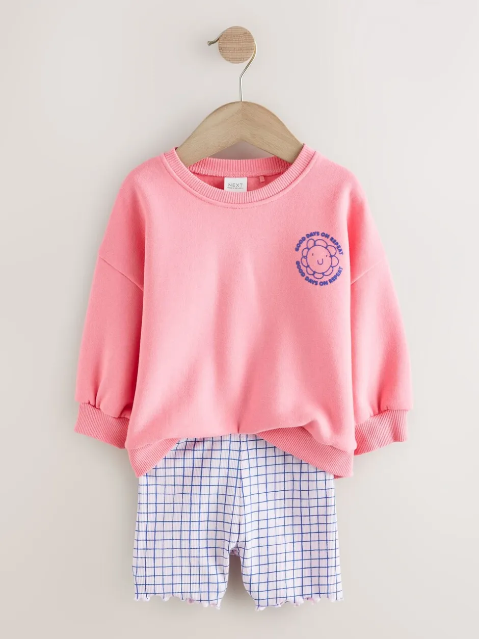 Shorts En Rokken*Next Roze zebraprint - Crew Neck Sweatshirt & Shorts Set (3mths-7yrs)
