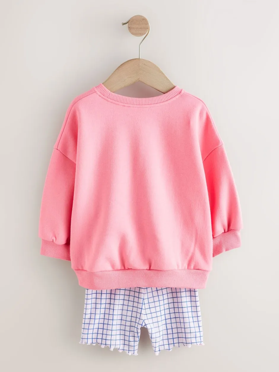 Shorts En Rokken*Next Roze zebraprint - Crew Neck Sweatshirt & Shorts Set (3mths-7yrs)