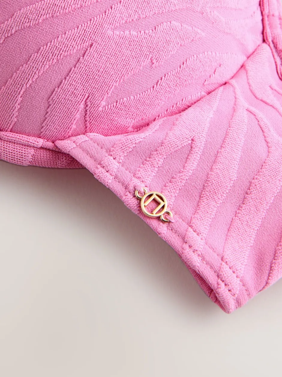 Badkleding|Next Roze zebraprint met textuur - Bikinibeugeltop met vulling en lage decolleté