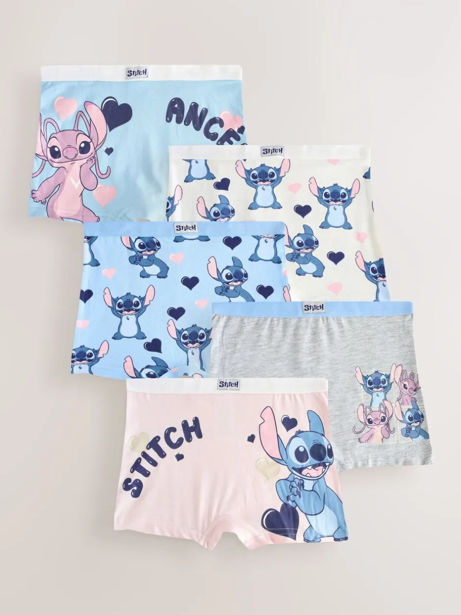 Alle Ondergoed|Next Roze/blauw - Disney Stitch en Angel shorts 5 -pack (2-16jr)