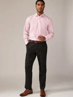 Formele Overhemden|Shirts*Next - Normale Pasvorm - Onderhoudsvriendelijke nette overhemden met lange mouwen met enkele manchetten, verpakking van 2 Roze/blauw