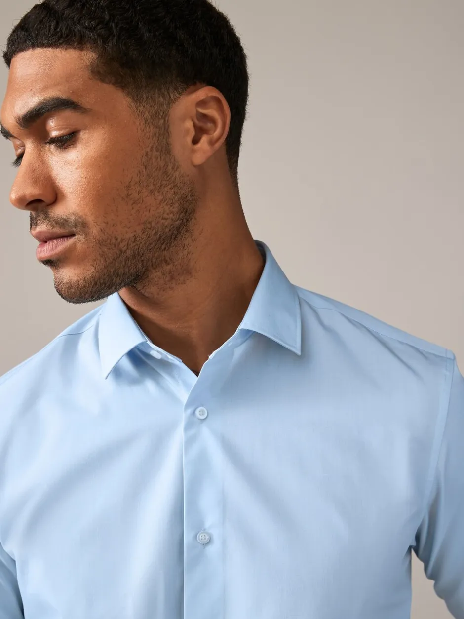 Formele Overhemden|Shirts*Next - Normale Pasvorm - Onderhoudsvriendelijke nette overhemden met lange mouwen met enkele manchetten, verpakking van 2 Roze/blauw