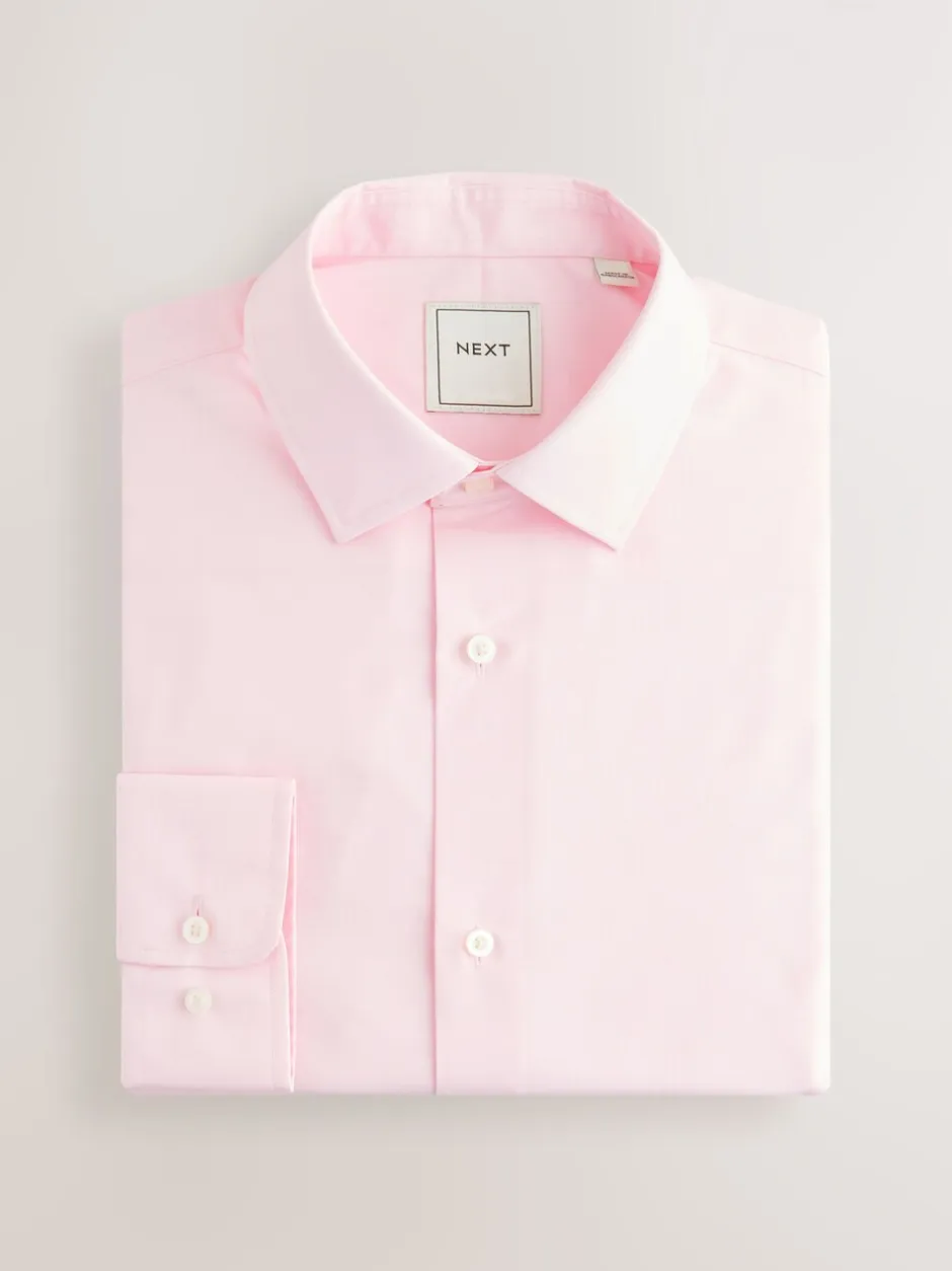 Formele Overhemden|Shirts*Next - Normale Pasvorm - Onderhoudsvriendelijke nette overhemden met lange mouwen met enkele manchetten, verpakking van 2 Roze/blauw