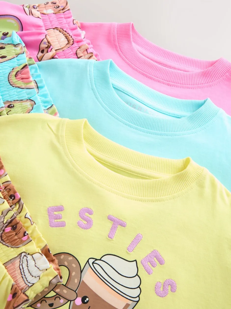 Nachtkleding En Pyjama's|Pyjama's|Next Roze/blauw - Set van 3 pyjama's (3-16 jr)