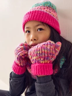 Mutsen, Handschoenen En Sjaals|Next Roze/blauw - Set van beanie, handschoenen en colsjaal (3-13jr)