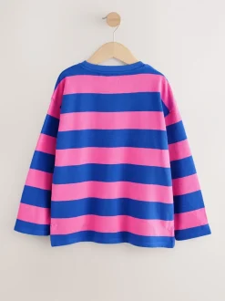 Tops|T-Shirts*Next - Getextureerde top met lange mouwen (3-16jr) Roze/blauw gestreept