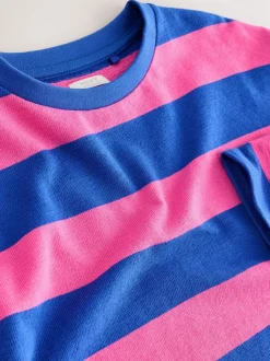 Tops|T-Shirts*Next - Getextureerde top met lange mouwen (3-16jr) Roze/blauw gestreept