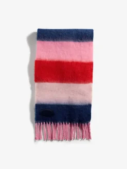 Mutsen, Handschoenen En Sjaals*Love & Roses Roze/blauw gestreept - - Geborstelde sjaal