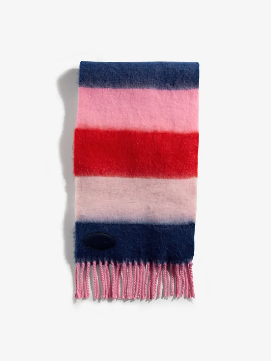 Mutsen, Handschoenen En Sjaals*Love & Roses Roze/blauw gestreept - - Geborstelde sjaal