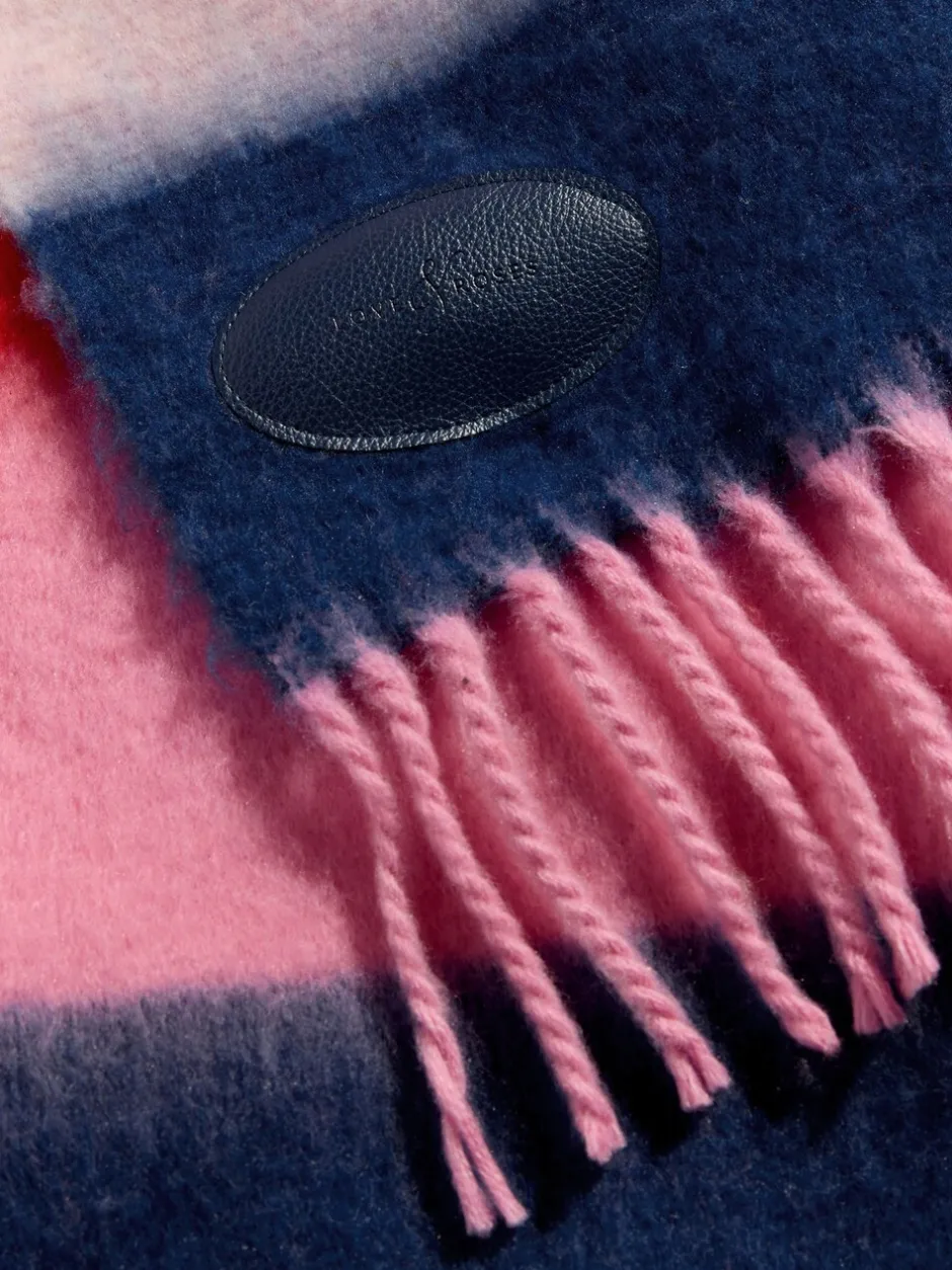 Mutsen, Handschoenen En Sjaals*Love & Roses Roze/blauw gestreept - - Geborstelde sjaal