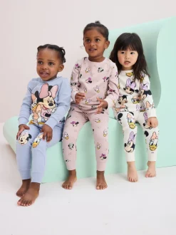 Nachtkleding En Pyjama's|Pyjama's|Next Roze/blauw/wit - Minnie Mouse knusse pyjama's verpakking van 3 (9mnd -12jr)