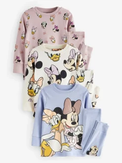 Nachtkleding En Pyjama's|Pyjama's|Next Roze/blauw/wit - Minnie Mouse knusse pyjama's verpakking van 3 (9mnd -12jr)