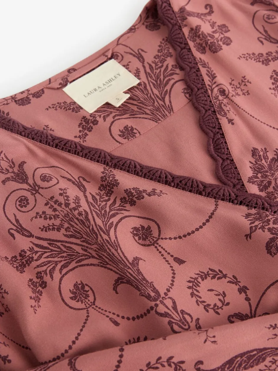 Badjassen|Alle Nacht- En Loungekleding*Laura Ashley Roze/Bordeaux - Josette badjas