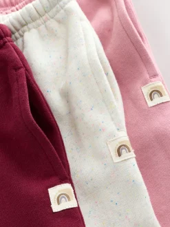 Jeans En Joggingbroeken|Broeken En Leggings*Next - Set van 3 joggingbroeken met wijde pijpen (3mnd-7jr) Roze/bordeauxrood/beigegrijs