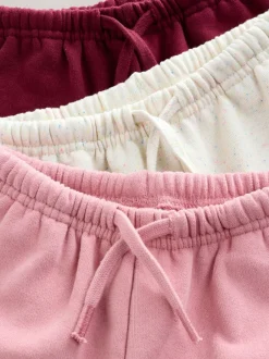 Jeans En Joggingbroeken|Broeken En Leggings*Next - Set van 3 joggingbroeken met wijde pijpen (3mnd-7jr) Roze/bordeauxrood/beigegrijs