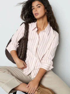 Blouses En Overhemden*Next Roze/bruin - Fitted Stretch Essential Long Sleeve Shirt