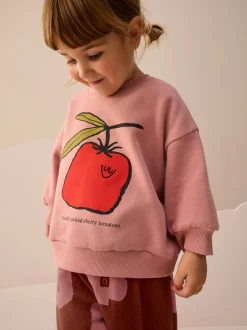 Sets En Combisets|Truien En Breisels*Next Roze/bruine tomaat - Set van sweatshirt en joggingbroek met rechte wijde pijpen (3mnd -7jr)