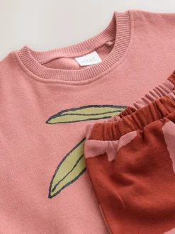 Sets En Combisets|Truien En Breisels*Next Roze/bruine tomaat - Set van sweatshirt en joggingbroek met rechte wijde pijpen (3mnd -7jr)